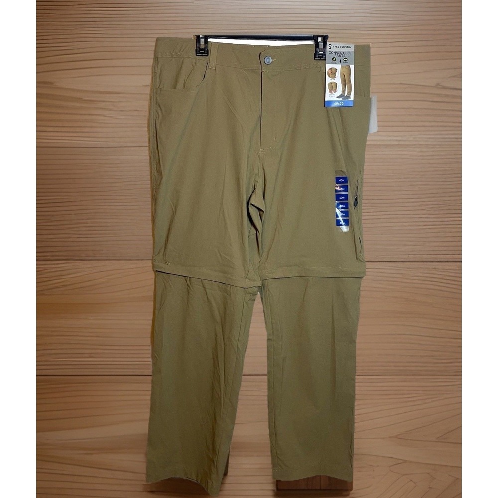 NWT Free Country Men's Nylon Stretch Convertible Pants Shorts Zip Hiking 40x30